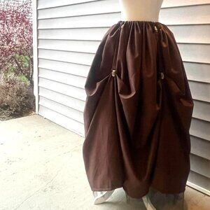 Brown Peasant Renaissance Skirt with Skirt Hikes Cotton fits Small to Large